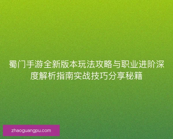 蜀门手游全新版本玩法攻略与职业进阶深度解析指南实战技巧分享秘籍
