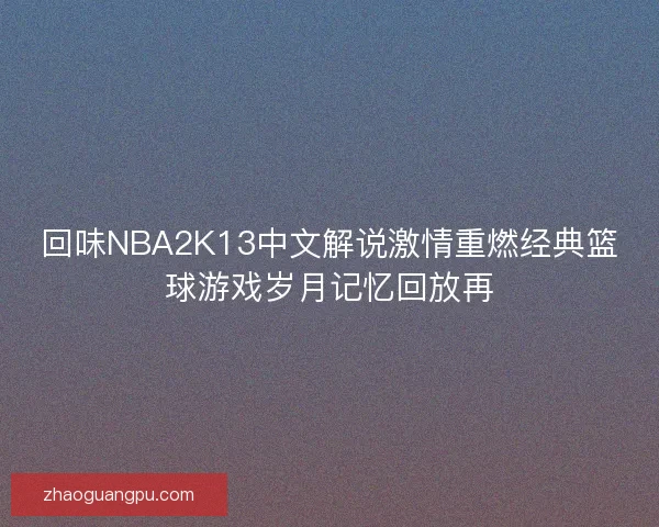 回味NBA2K13中文解说激情重燃经典篮球游戏岁月记忆回放再 回味NBA2K13中文解说激情重燃经典篮球游戏岁月记忆回放再