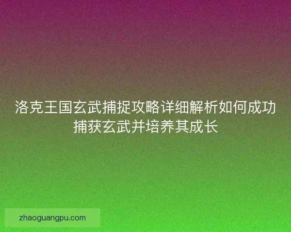 洛克王国玄武捕捉攻略详细解析如何成功捕获玄武并培养其成长 洛克王国玄武捕捉攻略详细解析如何成功捕获玄武并培养其成长